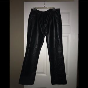 Leather straight leg pant